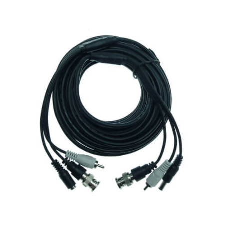 Cable alargo BNC + RCA + alimentación negro (20m)