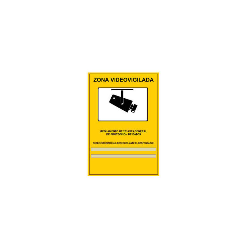 Cartel LOPD/RGPD videovigilancia personalizado 20x14cm A5 español autoadhesivo