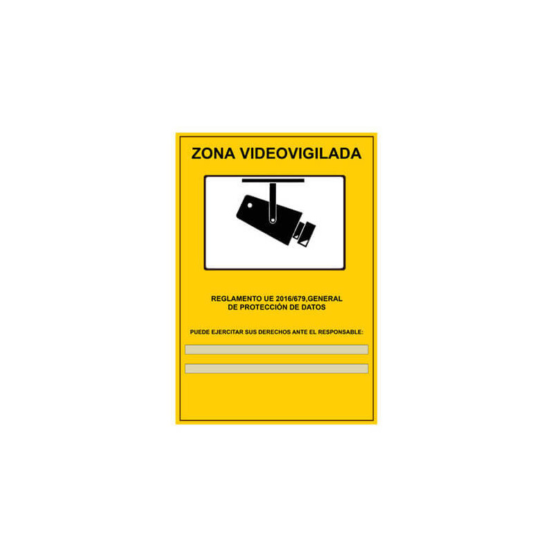 Cartel LOPD/RGPD videovigilancia personalizado 25x17cm español autoadhesivo