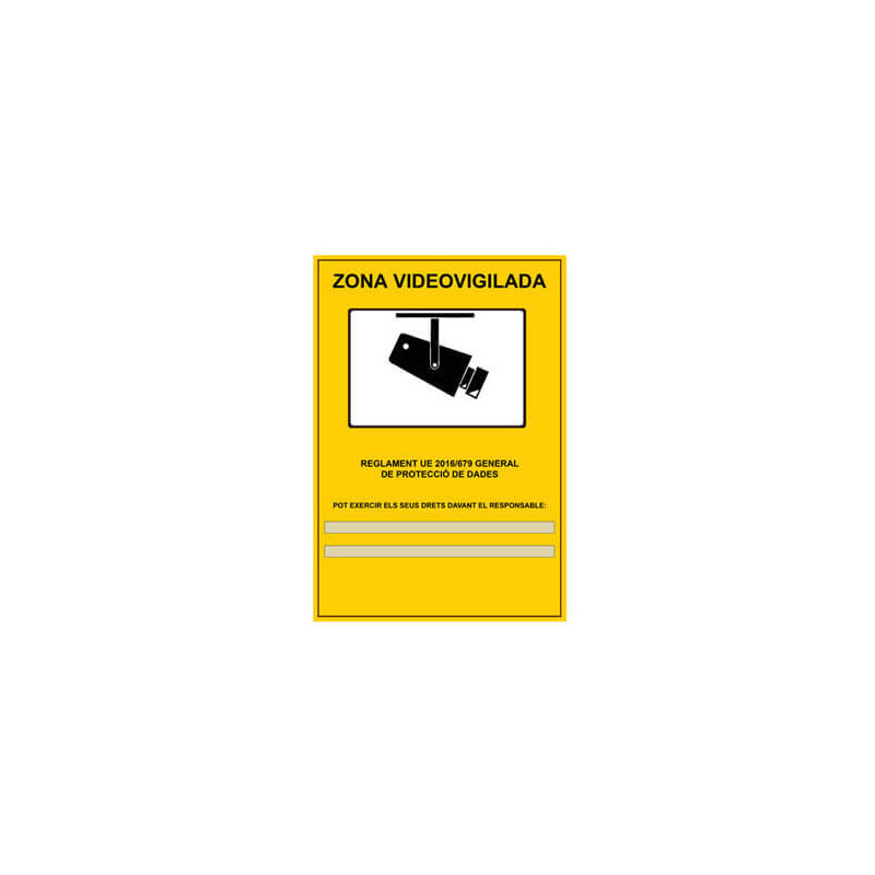 Cartell LOPD/RGPD videovigilancia personalitzat 20x14cm A5 català autoadhesiu