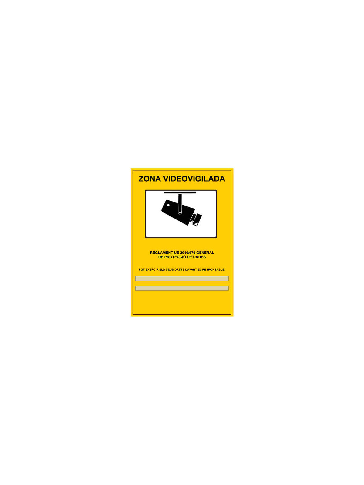 Cartell LOPD/RGPD videovigilancia personalitzat 29x20cm A4 català autoadhesiu