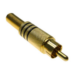 Conector RCA macho dorado con muelle 6mm