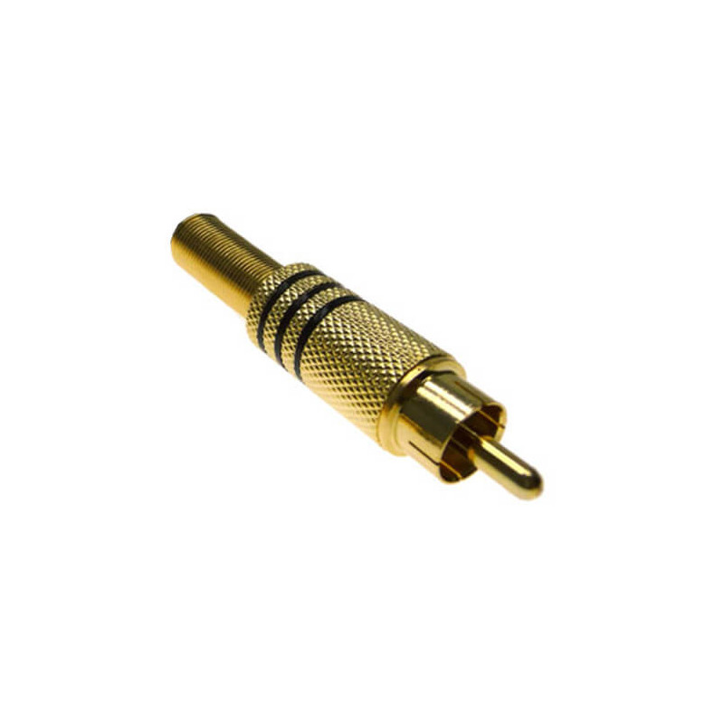 Conector RCA macho dorado con muelle 6mm