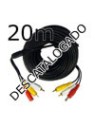 Cable alargo RCAx2 + alimentación negro (20m)