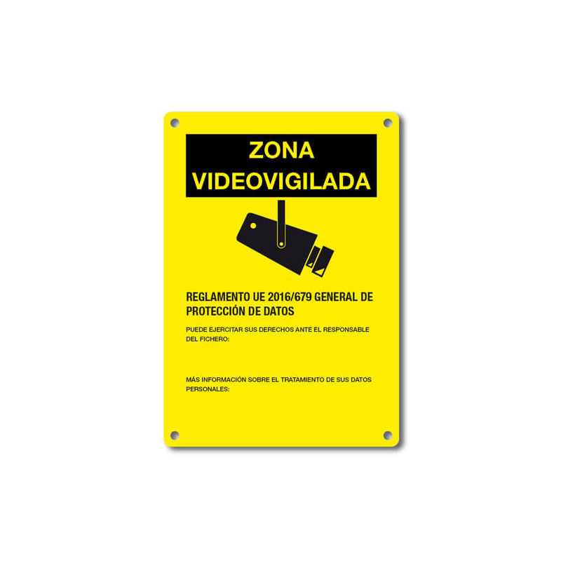 Cartel LOPD/RGPD videovigilancia exterior 30x21cm A4 español plástico rígido