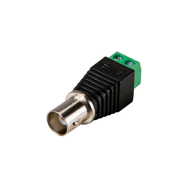 Conector BNC hembra con salida +/- de dos terminales
