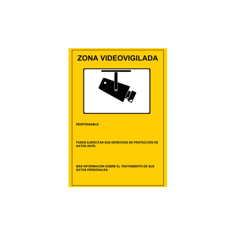 Cartel LOPD/RGPD videovigilancia exterior 30x21cm A4 español plástico semirígido