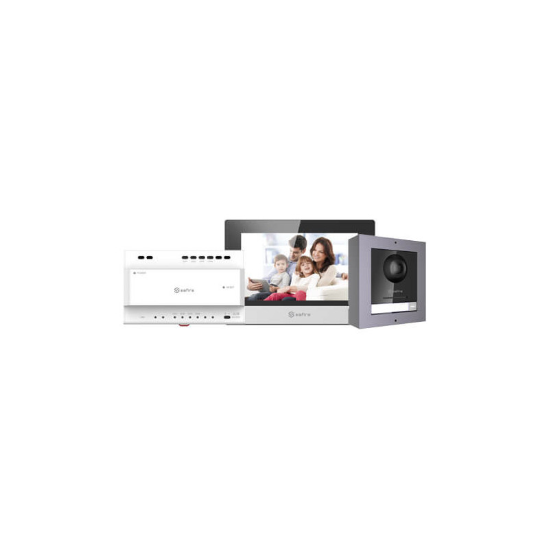 Kit videoportero 2 hilos Safire SF-VIK001-S-2 con placa de 2MP para superfície