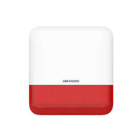Sirena Hikvision AXPRO DS-PS1-E-WE para exterior (110db) con luz roja