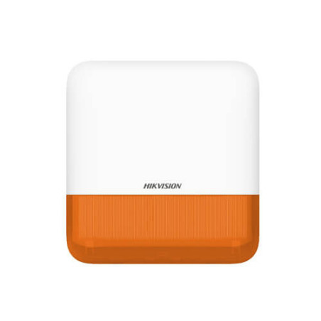 Sirena Hikvision AXPRO DS-PS1-E-WE para exterior (110db) con luz naranja