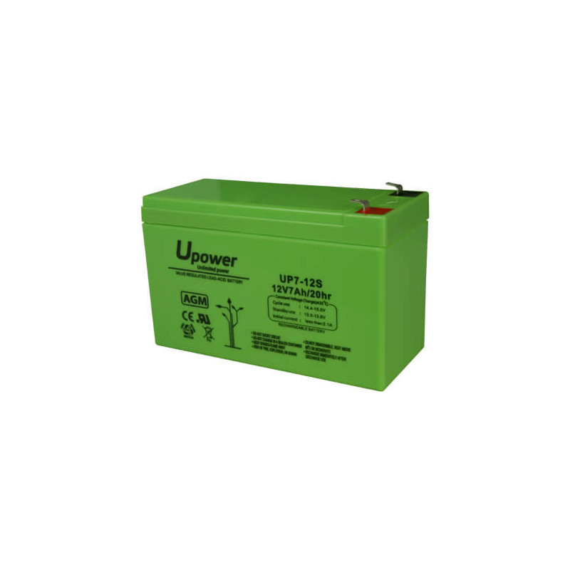 Batería recargable de plomo ácido AGM 12V  7A Upower BATT1270-U