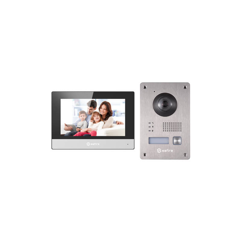 Kit videoportero 2 hilos Safire SF-VIK004-S-2 con placa de 2MP para superfície