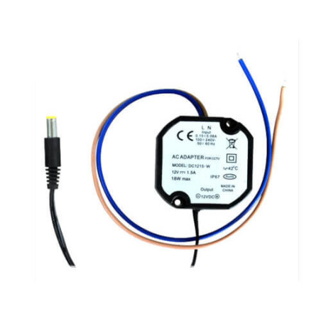 Fuente de alimentación (transformador) 12VDC     1.5A (18W) IP67 DC1215-W
