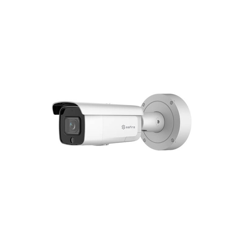 Cámara IP Safire SF-IPB798Z-8U-AI2 8MP IR50m 2.8-12mm motorizada H265+ POE SD WDR Audio Alarmas TrueSense