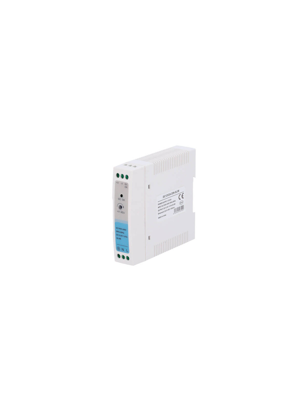 Fuente de alimentación carril DIN 12VDC   2A (20W) DC12V2A-DIN-SLIM