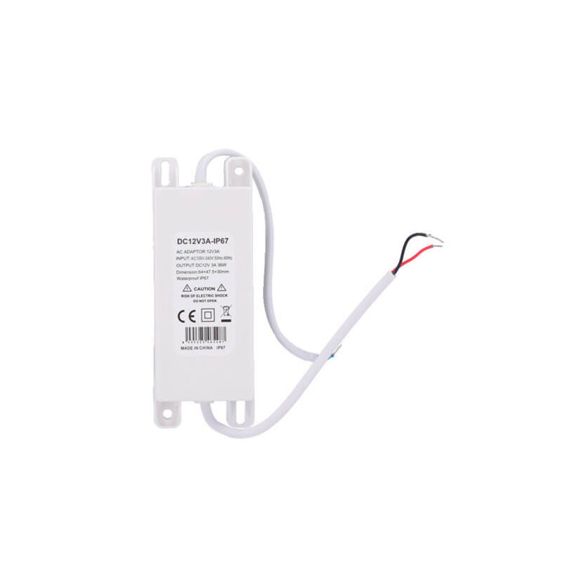 Fuente de alimentación (transformador) 12VDC     3A DC12V3A-IP67