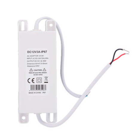Fuente de alimentación (transformador) 12VDC     3A DC12V3A-IP67