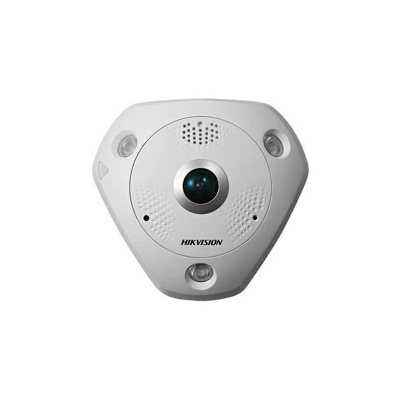 Cámara Panorámica IP Hikvision DS-2CD6362F-IVS 6MP IR15m 1.19mm (fisheye) ePTZ H264 POE SD Audio Alarmas