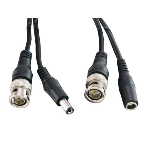 Cable alargo coaxial RG59 BNC + alimentación negro (10m)