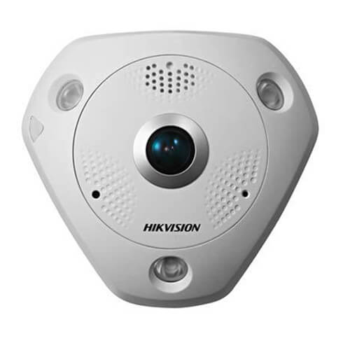 Cámara Panorámica IP Hikvision DS-2CD6362F-IVS 6MP IR15m 1.19mm (fisheye) ePTZ H264 POE SD Audio Alarmas