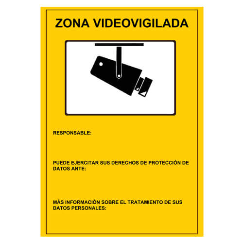 Cartel LOPD/RGPD videovigilancia exterior 30x21cm A4 español plástico semirígido