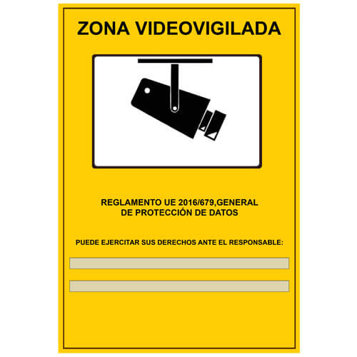 Cartel LOPD/RGPD videovigilancia personalizado 29x20cm A4 español autoadhesivo