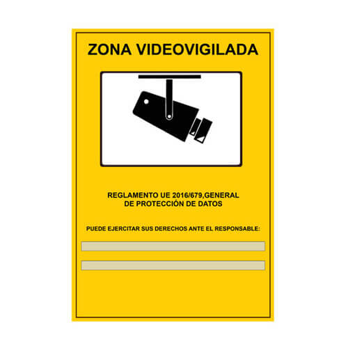 Cartel LOPD/RGPD videovigilancia personalizado 25x17cm español autoadhesivo