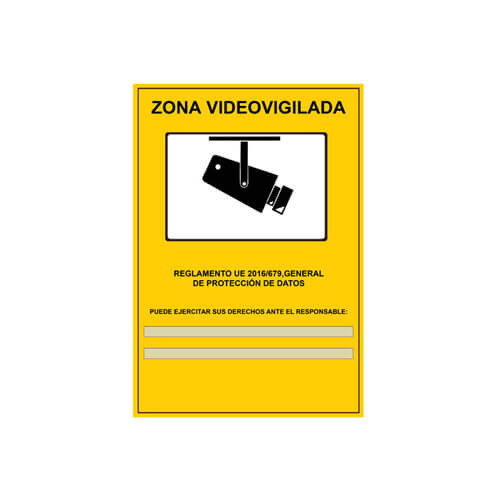 Cartel LOPD/RGPD videovigilancia personalizado 20x14cm A5 español autoadhesivo